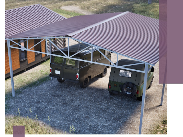 Двускатные навесы под ключ в Конаково — изготовление и монтаж